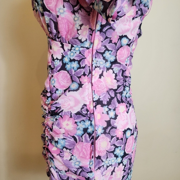 Sexy Floral Puffed Sleeve Dress Pink Size Small Barbiecore Coquette - Picture 6 of 12